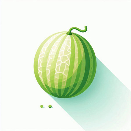 Watermelon with long shadow on a white background. Vector illustration.のイラスト素材