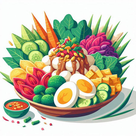 Illustration of Thai food in a bowl on a white background.のイラスト素材