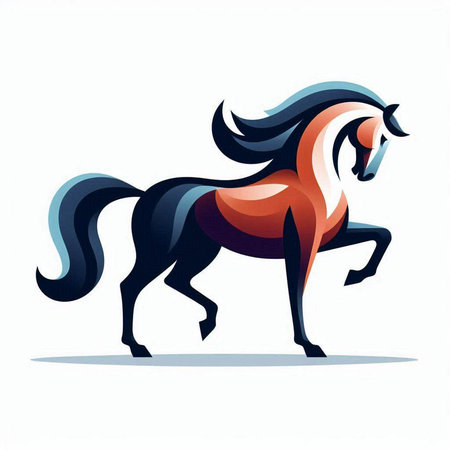 Horse vector illustration on white background. Horse with red maneのイラスト素材