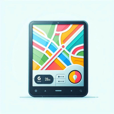 GPS navigation map on a modern touch screen device, vector illustrationのイラスト素材