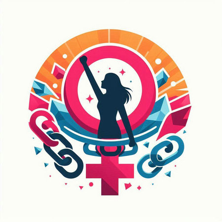 Vector illustration of a girl with a baseball bat in the form of a circle.のイラスト素材