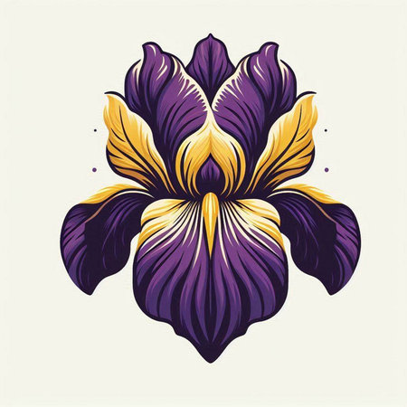Illustration of iris flower in retro style. Vector illustration.のイラスト素材