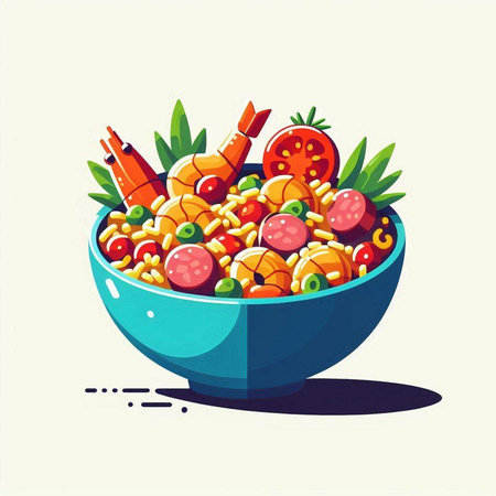 Vegetable salad in bowl. Healthy food. Vector illustration.のイラスト素材
