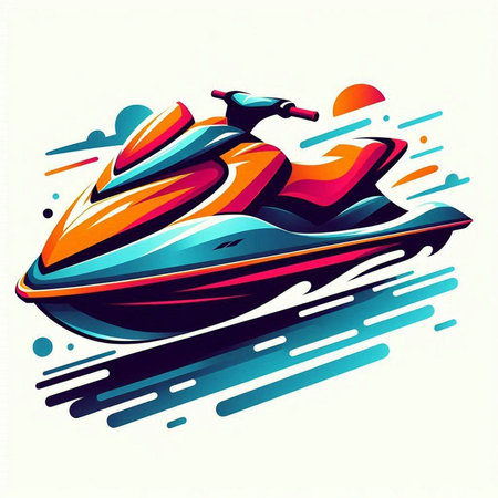 Water scooter, vector illustration, isolated on a white background.のイラスト素材