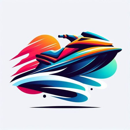 Vector illustration of a water scooter in the form of a wave.のイラスト素材
