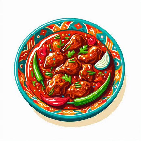 Traditional mexican dish of meatballs in tomato sauce. Vector illustration.のイラスト素材