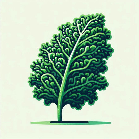 Vector illustration of a stylized leaf of a lettuce plant on a light backgroundのイラスト素材