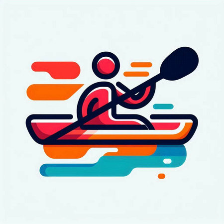 Kayaking vector icon. Sport symbol, kayak pictogram.のイラスト素材