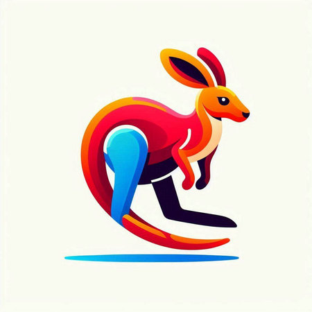 Kangaroo logo. Vector illustration of a kangaroo logo.のイラスト素材