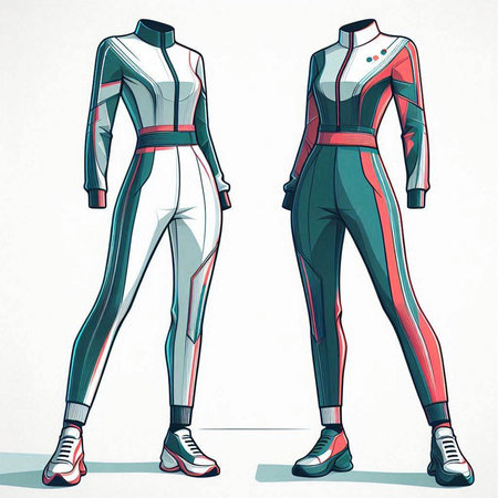 Fashion illustration of sportswear on mannequins.のイラスト素材