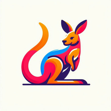 Kangaroo icon. Vector illustration of a kangaroo.のイラスト素材