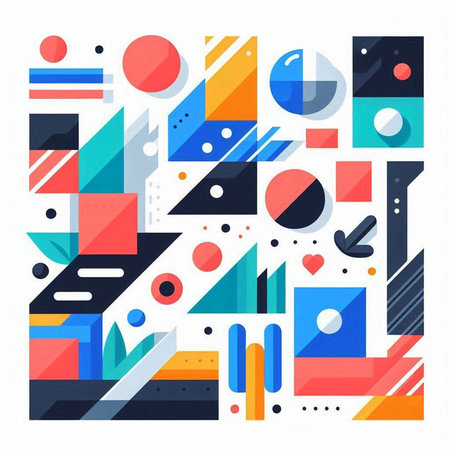 Abstract geometric composition with triangles, lines and circles. Vector illustration.のイラスト素材