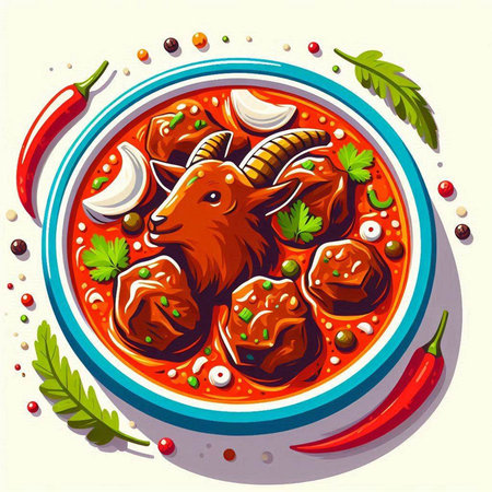 Bowl of chinese soup with beef meatballs and vegetables. Vector illustration.のイラスト素材
