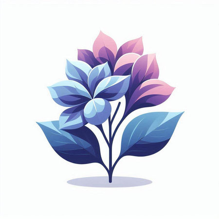 Illustration of a blue and purple flower on a white background.のイラスト素材