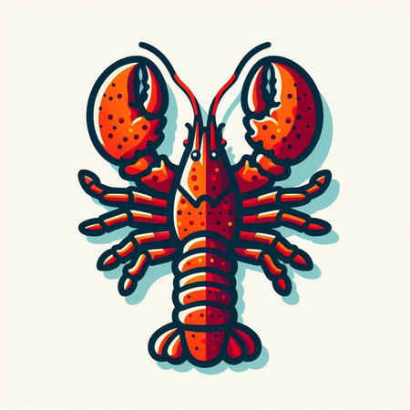 Lobster icon. Hand drawn vector illustration. Cartoon style.のイラスト素材
