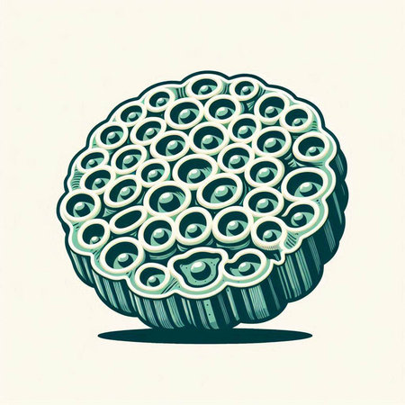 Illustration of a green ball with a lot of holes on itのイラスト素材