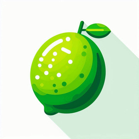Lime icon with long shadow on white background. Vector illustration.のイラスト素材