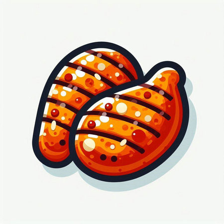 Sausage icon isolated on white background. Hand drawn vector illustration.のイラスト素材