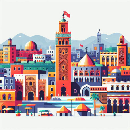 Kazakhstan famous landmarks. Colorful vector illustration in flat styleのイラスト素材