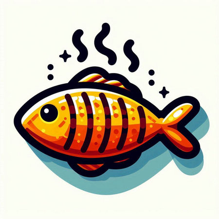 Illustration of a cartoon fish on a white background, vector illustrationのイラスト素材