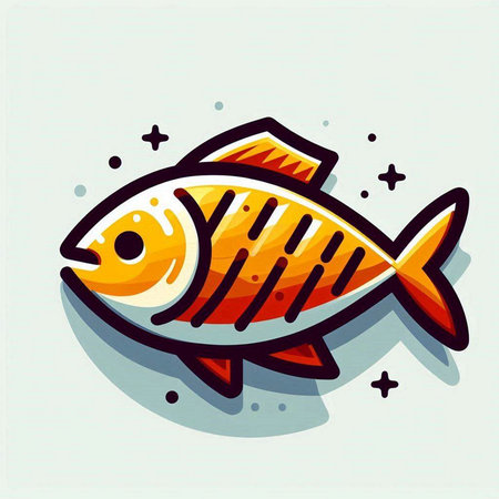 Fish icon in cartoon style. Vector illustration of a fish icon.のイラスト素材
