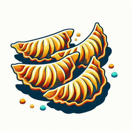 Illustration of Japanese Gyoza. Vector illustration of Japanese Gyoza.のイラスト素材