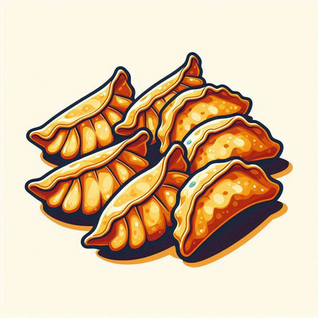 Illustration of fried dumplings. Vector illustration of fried dumplings.のイラスト素材
