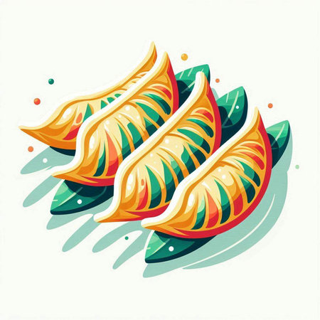 Illustration of japanese food - Gyoza. Vectorのイラスト素材