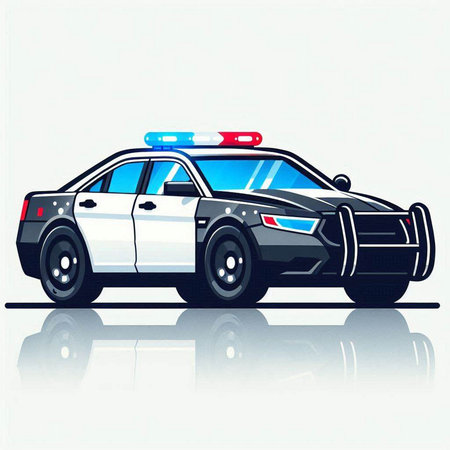 Police car illustration on a white background. Eps 10 vector file.のイラスト素材