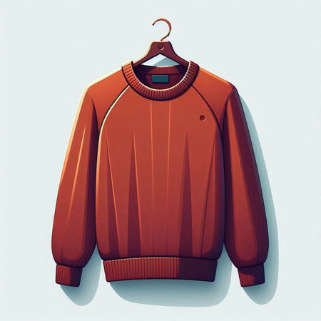 Red sweater on a hanger isolated on white background. Vector illustration.のイラスト素材