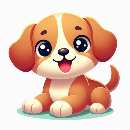 Cute cartoon dog. Vector illustration. Isolated on white background.のイラスト素材