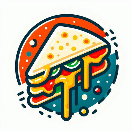 Sandwich with melted cheese. Fast food icon. Vector illustration.のイラスト素材