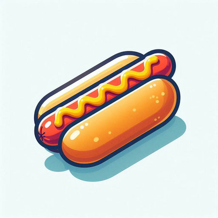 Hot dog. Vector illustration. Isolated on a white background.のイラスト素材