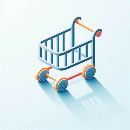 Shopping cart icon. 3D isometric. Vector illustration.のイラスト素材