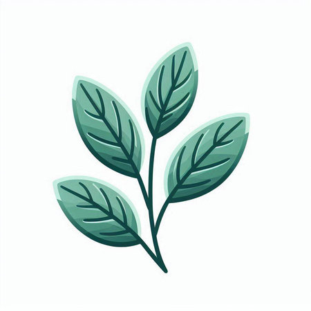 Green leaves icon, isolated on a white background. Vector illustration.のイラスト素材