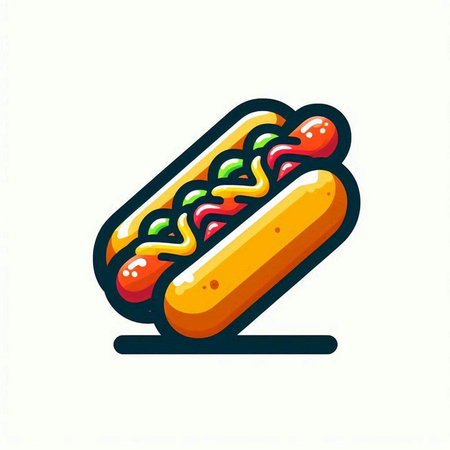 Hot dog icon on white background. Fast food symbol. Vector illustration.のイラスト素材