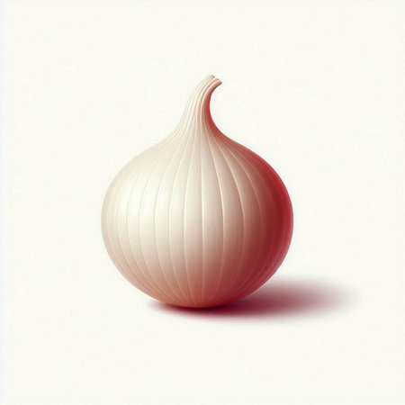 Illustration of a whole onion on a white background with a shadowのイラスト素材