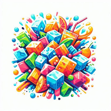Colorful cubes on white background. Vector illustration for your design.のイラスト素材