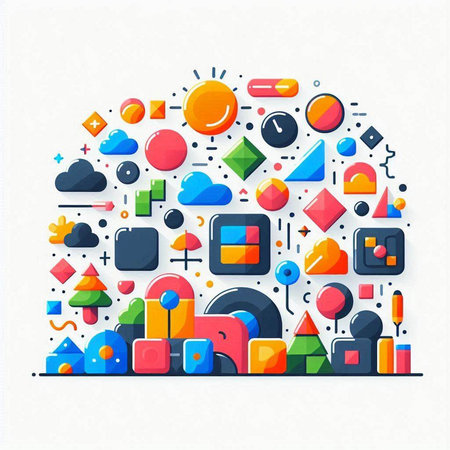 Abstract colorful background with geometric shapes. Vector illustration for your design.のイラスト素材