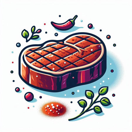 Steak illustration. Steak on a white background. Vector illustration.のイラスト素材