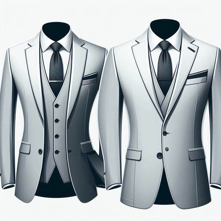 Men's suits on a white background. 3D rendering. Eps 10.のイラスト素材