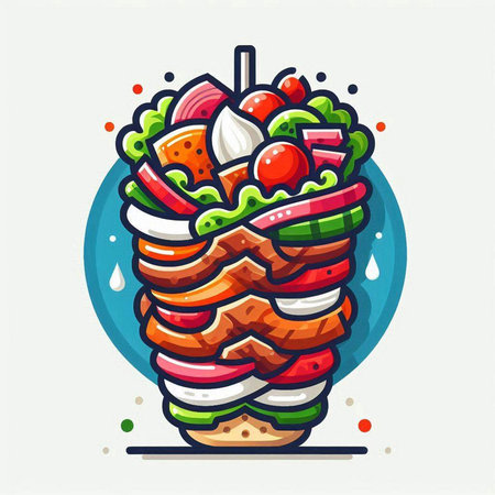 Vector illustration of colorful hot dog logo design template. Fast food icon.のイラスト素材
