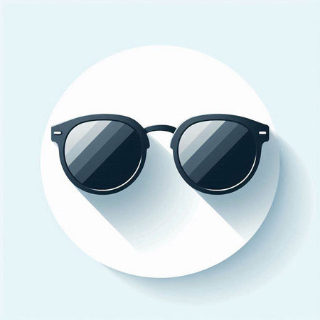 sunglasses icon. Flat design style. Round icon with long shadowのイラスト素材