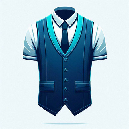 Vector illustration of a man's suit in blue and white colors.のイラスト素材