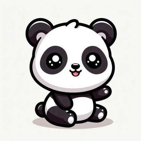 Cute cartoon panda vector illustration. Cute panda character.のイラスト素材