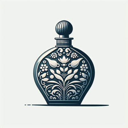 Perfume bottle with floral ornament. Vector illustration in retro style.のイラスト素材