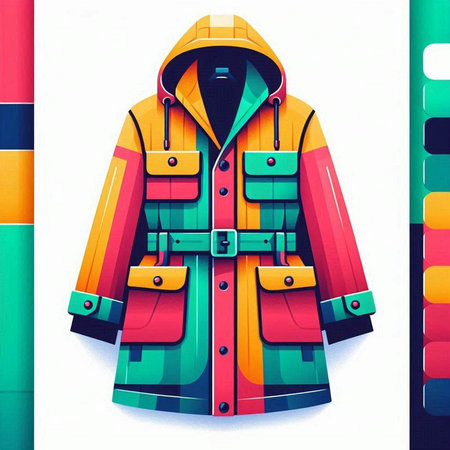 Vector illustration of a raincoat on a white background in retro style.のイラスト素材