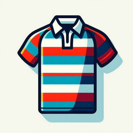 striped polo shirt isolated on a white background. vector illustrationのイラスト素材