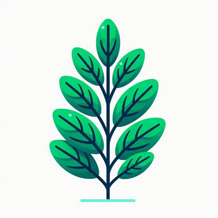 Green leaf on a white background. Vector illustration in a flat style.のイラスト素材