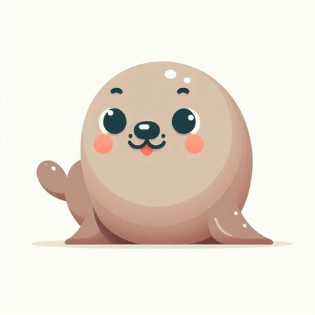 Cute baby seal isolated on a white background. Vector illustration.のイラスト素材